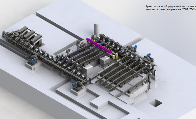 Транспортная система пильного комплекса печи нагрева